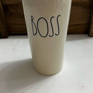 Rae Dunn Cream 'Boss' Tumbler